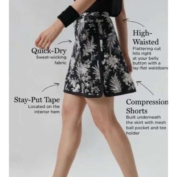 Tuckernuck Ojai Vine Black Beige Floral Pull-On Mini Skort Size Medium NEW - Picture 4 of 8